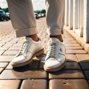 Męskie espadryle a stylizacja z białymi spodniami